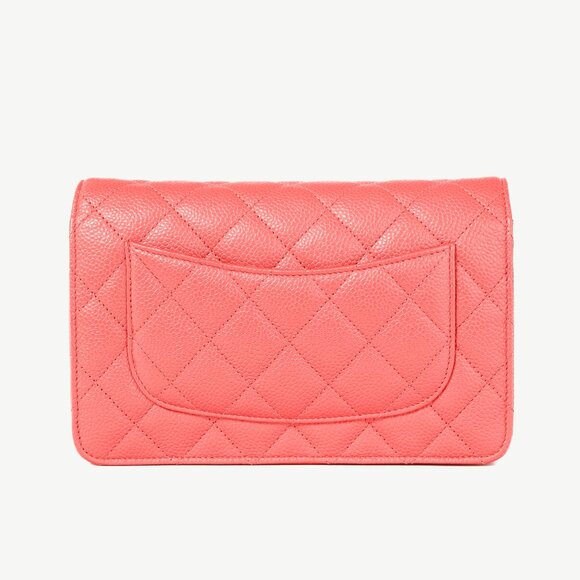 Chanel Coral Pink Caviar Quilted Classic Wallet on Chain - Picture 4 of 14